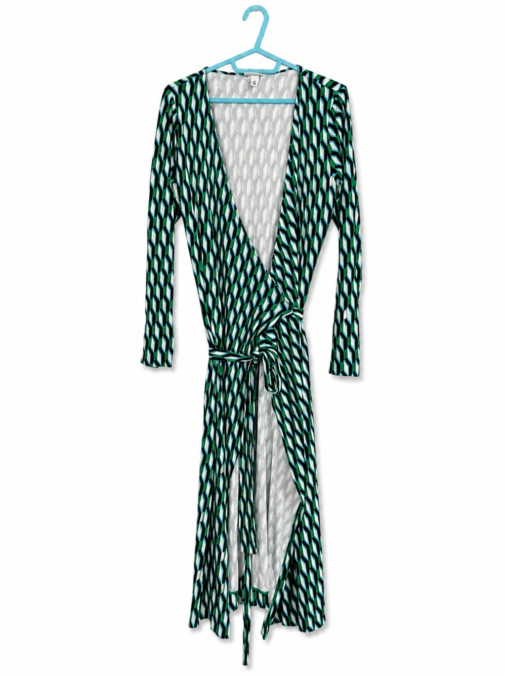 Diane von Furstenberg x Target Wrap Dress Women’s M Green Geometric Long Sleeve